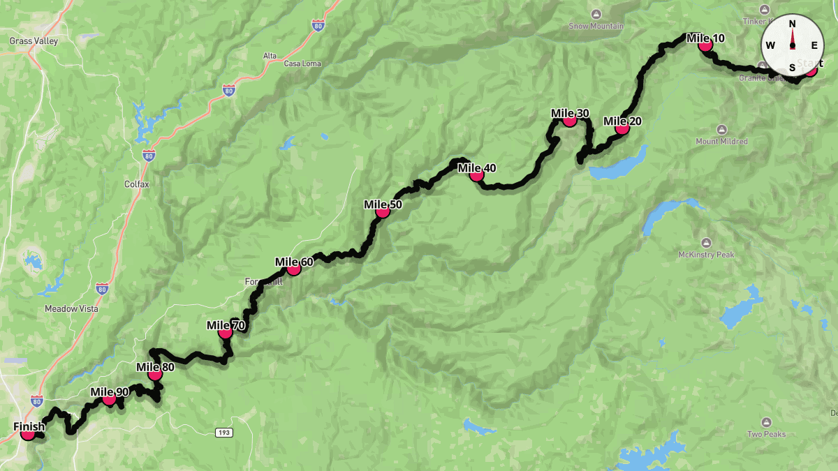Course map for Western States 100